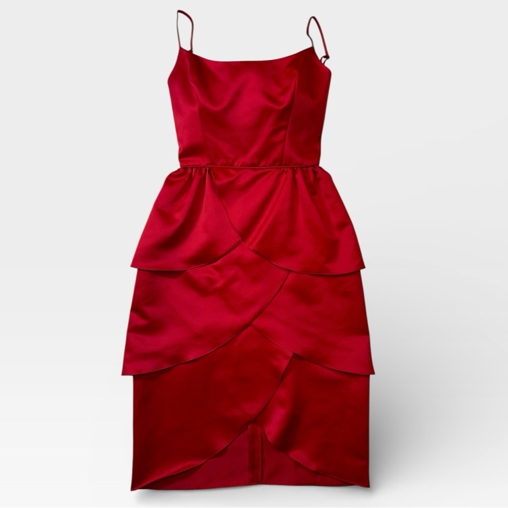 Betsey Johnson Red Tulip Layered Fun & Flirty Midi Dress Size 2 NWT Galentines